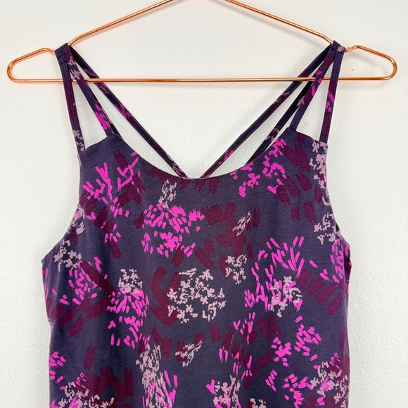 Kuhl Lyra Krossbak Dress Size S Purple Pink Floral Strappy Athleisure UPF 30+ - Picture 4 of 12